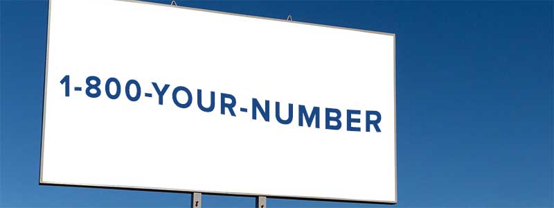 billboard displaying vanity number for call tracking with local 800 numbers