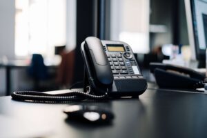 landline phone on an office desk